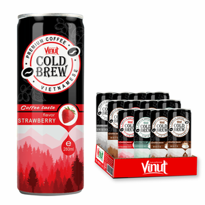กาแฟโคลด์บรูว์ VINUT 250 มล. เครื่องดื่มสำเร็จรูป ตัวอย่างฟรีสำหรับธุรกิจ OEM/ODM เมล็ดกาแฟอาราบิก้า/โรบัสต้า ปราศจากกลูเตนและนม - Product Image 1