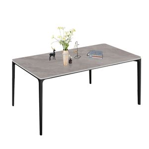 Tavolo da Pranzo/Cucina/Soggiorno da 63 Pollici con Gambe in Lega di Alluminio e Piano in Pietra Sinterizzata/Marmo/Porcellana dal Design Elegante - Product Image 1