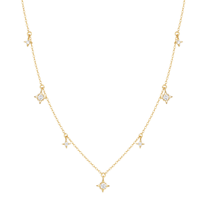 Collar de Diamantes Cultivados en Laboratorio Chapado en Oro de 14K AMBER JEWELS T-3093 para Mujer, Corte Brillante Redondo, Estilo Clásico, Uso Diario - Product Image 2