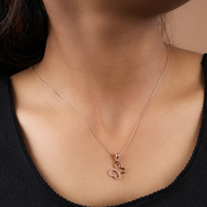 Collier pendentif papillon en argent sterling 925 plaqué or rose avec pierres CZ pour femmes, collier pour femmes, pendentif fin à la mode - Product Image 4