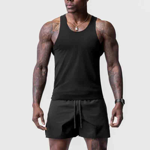 <b>Men's</b> <b>Stringer</b> Tank Top Crew Neck Deep Cut Sleeveless Quick Dry 100% Polyester Gym Workout Bodybuilding Fitness <b>Vest</b> Sportswear - Product Image 4