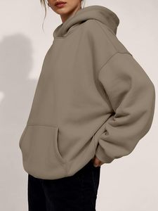 Sweat-shirt à capuche d'hiver personnalisé pour femme, en polaire douce et épaisse, coupe oversize, à manches longues, style décontracté streetwear - Product Image 3
