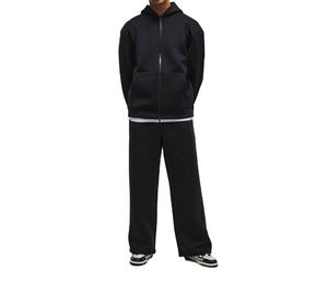 Survêtement pour homme personnalisé, hiver, oversize, épaules tombantes, fermeture éclair intégrale, couleur noire, sweat-shirt ample, pantalon de survêtement, 100% coton, décontracté - Product Image 1