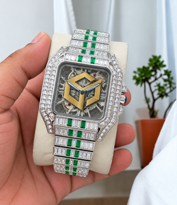 Reloj de Cuarzo Analógico Cuadrado de Lujo en Oro Rosa para Mujer con Esfera de Diamantes y Correa de Aleación de Zafiro Azul - Product Image 3