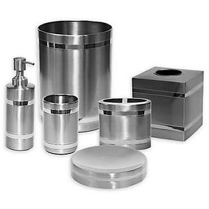 Ensemble de salle de bain en acier inoxydable 7 pièces pour hôtel, ensemble de rangement de salle de bain de luxe de haute qualité en argent - Product Image 4
