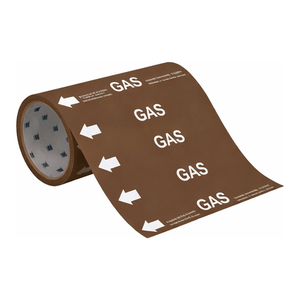 เครื่องหมายท่อแก๊ส Brady GAS Roll Form แบบม้วน ทนความร้อน ยืดหยุ่นได้ สำหรับการระบุตำแหน่งท่อแก๊สภายในและภายนอกอาคาร - Product Image 1
