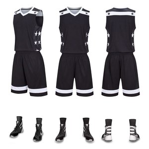Conjunto de Uniforme de Baloncesto Sublimado Personalizado, Negro y Blanco, Jersey sin Mangas con Parte Delantera Sólida, Pantalones Cortos, Absorbe la Humedad, Antibacteriano, Secado Rápido - Product Image 1