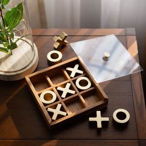 Juego Educativo de Tres en Raya de Madera, Juego de Mesa Tic Tac Toe con Tapa Acrílica, Cuadrícula 3x3, Piezas X y O para Juego Familiar - Product Image 2