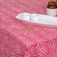 Nappe en coton 100% imprimée à la main style Dabu indien, rayée, sur mesure, pour la maison, l'hôtel, les banquets, Noël
