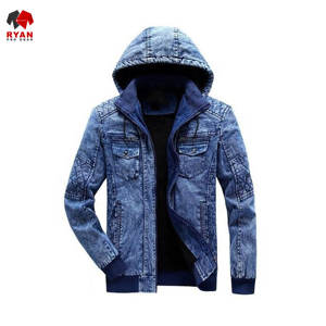 Chaqueta Vaquera Personalizada de Primera Calidad Ryan Pro Gear para Hombre, Cierre de Botones, Acolchada, de Secado Rápido, con Capucha - Product Image 1