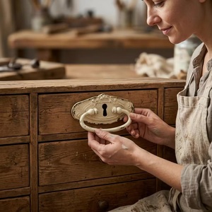 <b>Rustic</b> Industrial Cast Iron Flat Cabinet Handle Keyhole Design Eco-Friendly for Furniture Home Bar Durable Decorative Drawer - Product Image 2