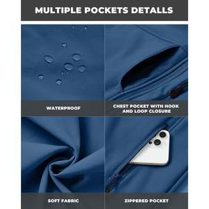 Veste Softshell Homme 2025 Taille XL Légère Chaude Doublée Polaire Coupe-Vent Imperméable Enduite Équipement Extérieur Rembourrage Polyester Uni - Product Image 2