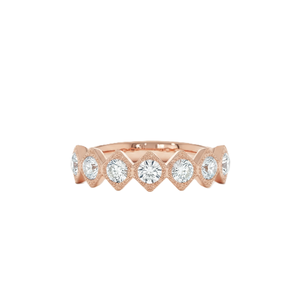 Designer Eternity Band Round Lab Grown Diamond 18K Solid Gold Wedding Band Milgrain Vintage Style Stackable Ring <b>Bridal</b> Jewelry - Product Image 2