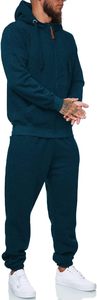 300GSM Cotton Poly Tracksuit <b>Men</b> <b>Slim</b> <b>Fit</b> Full Zip Jacket <b>Joggers</b> Set Solid Beige Color Embroidered Chest Logo Sportswear - Product Image 2