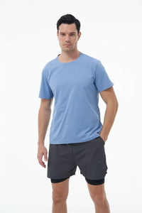 Vêtements de protection solaire pour hommes en gros personnalisés, manches courtes, couleur unie, col rond décontracté, séchage rapide, t-shirt de pêche anti-UV - Product Image 4