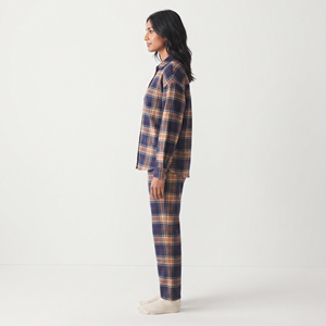 Ensemble de pyjama en flanelle pour femmes, deux pièces, décontracté, 100% coton, vêtements de nuit confortables pour l'hiver, ensemble de vêtements de détente à manches longues pour la maison - Product Image 3