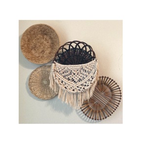Panier de rangement artisanal de qualité industrielle en paille, panier en macramé en jonc de mer avec poignée, panier en rotin pour la décoration intérieure - Product Image 1