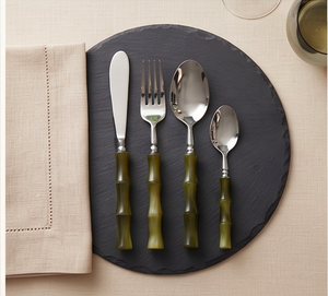 Ensemble de couverts élégants en acier inoxydable poli miroir avec manche en résine verte brillante pour la maison, la cuisine et les restaurants - Product Image 1