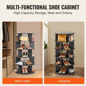 5 Tiers 360 Degree Rotating <b>Shoe</b> Rack Tower <b>Space</b>-<b>Saving</b> Revolving <b>Shoe</b> Display Carousel Lazy Susan <b>Shoe</b> <b>Storage</b> Carousel - Product Image 3