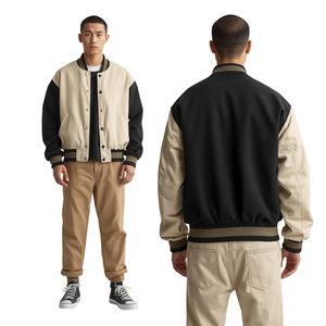 Veste varsity oversize à épaules tombantes pour homme, vêtements de mode urbaine - Product Image 4