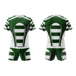 Conjunto de camiseta y pantalones cortos de rugby de poliéster de la mejor calidad, uniforme de rugby de secado rápido con logo personalizado impreso para adultos - Product Image 1