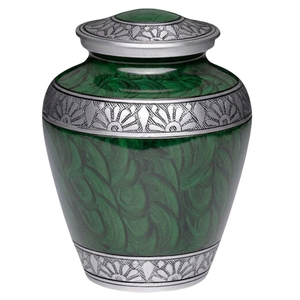 Urnas de Cremación para Adultos de Aluminio, Diseño de Grabado de Flores Plateadas, Acabado de Mármol Rosa, Estilo Europeo/Americano, 200 Pulgadas Cúbicas, Funerarias - Product Image 2