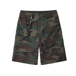 Pantalones Cortos Deportivos para Hombre, de Cintura Alta, de Lona Transpirable, con Cierre de Cordón, Tejidos, Casuales, con Logotipo Frontal, 100% Algodón - Product Image 1