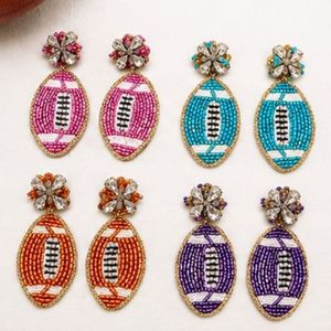 Pendientes de Fútbol Americano con Cuentas para Mujer |   Pendientes de cuentas de cristal Gameday |   Pendientes de Fútbol Hechos a Mano con Pedrería - Product Image 1