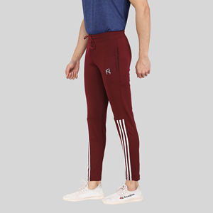 Pantalon de survêtement sportif rouge à quatre voies avec bande latérale, logo personnalisable, impression HD, délavage coloré, en Spandex/Polyester, séchage rapide, tailles homme M/L/XL - Product Image 3