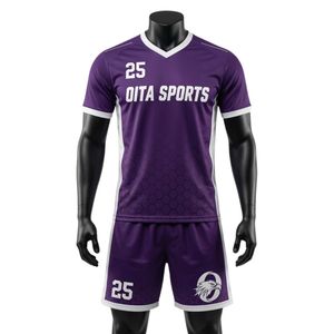 Ensemble d'uniformes de lacrosse unisexe violet en polyester, maillot et short de sport ajustés, vêtements d'entraînement pour équipes sportives - Product Image 1