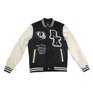 Low MOQ Blank Streetwear <b>Jackets</b> High School Letterman Embroidered <b>Jacket</b> Autumn Wear Casual Turn Down Collar Snap Button Coat - Product Image 1