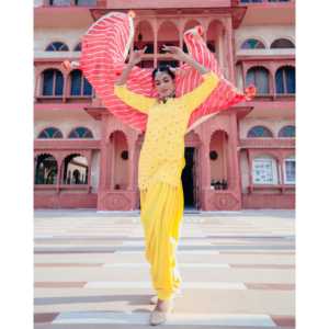 Ensemble de costume Patiala en mousseline de soie jaune soleil respirant pour femmes - Taille XS - Product Image 6