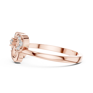 Anillo Minimalista con Diamante Cultivado en Laboratorio, Corte Redondo, Oro Rosa de 18 Quilates, Bañado en Rodio, para Compromiso, Fiesta, Boda, Uso Diario, para Mujer - Product Image 2