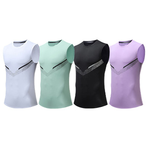 Camiseta sin mangas de poliéster personalizada para hombre, transpirable, de punto, para entrenamiento en el gimnasio y actividades al aire libre. - Product Image 1