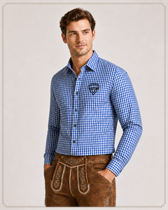 Chemise à carreaux sur mesure de qualité supérieure pour homme, manches longues, en coton, style Trachten, pour l'Oktoberfest, costume bavarois, fabricant de vêtements en gros - Product Image 2