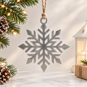 Ornement de Noël en métal argenté en forme de flocon de neige, décoration suspendue pour arbre, fait main, décoration d'hiver pour la maison - Product Image 2