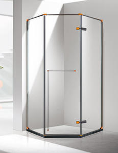 Coin diamant forme verre trempé résistant à l'eau cabine de douche type de porte flexible conception personnalisée pour appartement salle de bain - Product Image 3