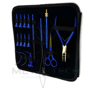 Pakistan Made Royal Blue Hair Extension Fitting <b>Kit</b> Pliers Craft Shears <b>Latch</b> <b>Hook</b> Needle Section Clips Black Zipper Pouch - Product Image 5