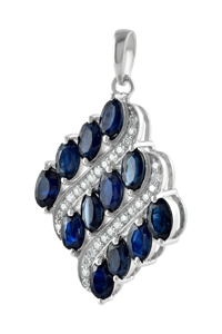 Colgante de Diamante y Zafiro Azul en Plata de Ley 92.5 KLSP-50478 - Product Image 1