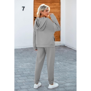 Ensemble survêtement molletonné premium pour femme – Hoodie et pantalon amples, coupe oversize, style athleisure décontracté, streetwear, entraînement, jogging - Product Image 2