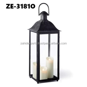 Handmade Square <b>Bamboo</b> Antique Gold <b>Lantern</b> Home Decoration Christmas Display Candle Stand Design Tabletop Zahid Exports Big - Product Image 1