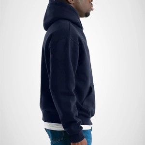 Sweat-shirts en molleton bleu marine de qualité supérieure pour hommes, coupe ample et décontractée, épaules tombantes, pull-over, logo personnalisé, streetwear, faible MOQ, fabrication directe - Product Image 3