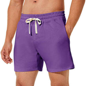 Breathable Cotton Fleece <b>Mens</b> Fitness Lounge <b>Shorts</b> with Rib <b>Waistband</b> for Summer Activewear - Product Image 6