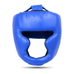 Econex Sports <b>Boxing</b> Head Guard PU Leather Blue Impact Resistant Double Visor Air Vents Hook Loop Closure Adults Unisex Sport - Product Image 1
