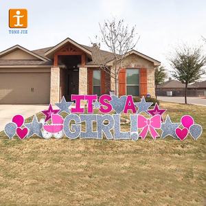 ป้ายสนามหญ้าลูกฟูกกันน้ำแบบกำหนดเอง ป้ายสนามหญ้าคอร์โพลาสต์ ป้ายสนามหญ้าสำหรับงานวันเกิด พร้อมเสา H - Product Image 1