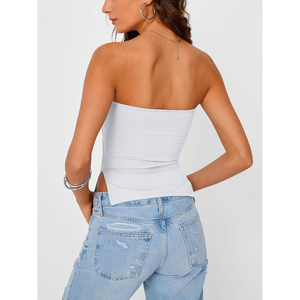 Tops de tubo FOXA 2025 para mujer, estilo crop, acanalados, tipo bandeau, sexy, moda Y2K, sujetador sin mangas de punto para salir, colección verano 2026 - Product Image 6