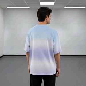 High Quality New Oversized Men's T-Shirts 100% Cotton Solid Spray Effect <b>Drop</b> Shoulder O-Neck Short Sleeve Breathable Plus Size - Product Image 6