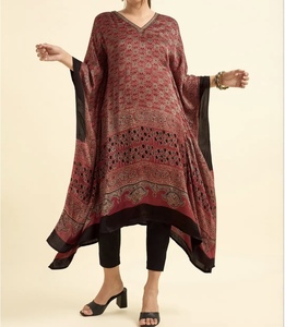 Hot Sale Designer <b>Kaftan</b> Kurta Women Western Ethnic <b>Kaftan</b> Set Batwing Sleeves Regular Fit Flared Hem Short Party Festival Wear - Product Image 3