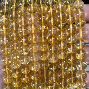 Venta al por Mayor de Cuentas Redondas de Citrino 100% Natural Genuino de 8mm, Cuarzo Amarillo Liso, Hilo de Piedras Preciosas para la Fabricación de Joyería - Product Image 2