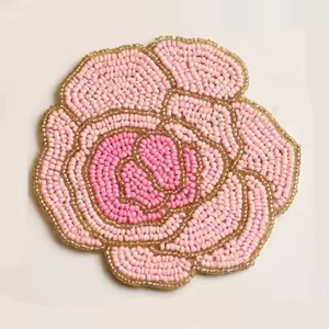 CRYSTAL CRAFT Indian Handcrafted Customizable <b>Beaded</b> <b>Coaster</b> with Glass Seed Beads Handmade Embroidery Cup Mat - Product Image 5